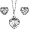 Sterling Silver Heart Necklace and Earring Set